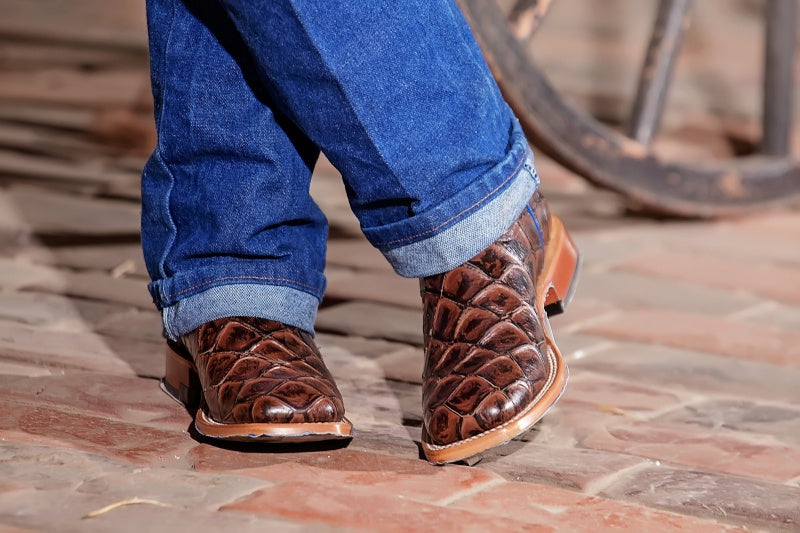 Roper Kids' Ostrich Print Square Toe Boots