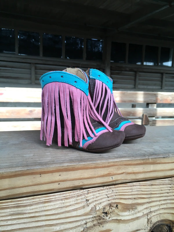 Girls pink fringe outlet boots