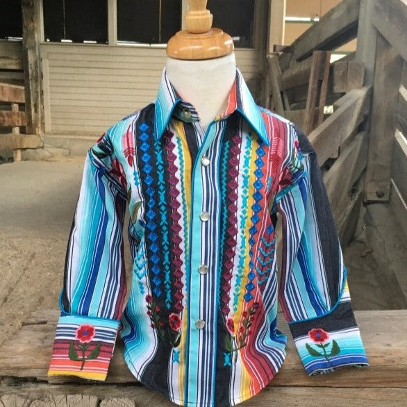 Rockmount Kids Boho Embroidered Serape Western Shirt Rodeo Apparel
