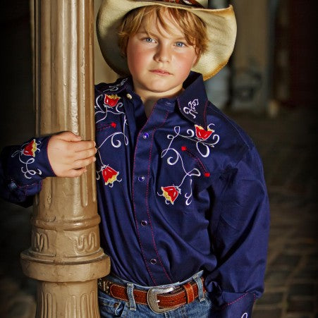 Ropey Of Denver Colorado Embroidered Western Shirt Kids Large 12-14 Youth L